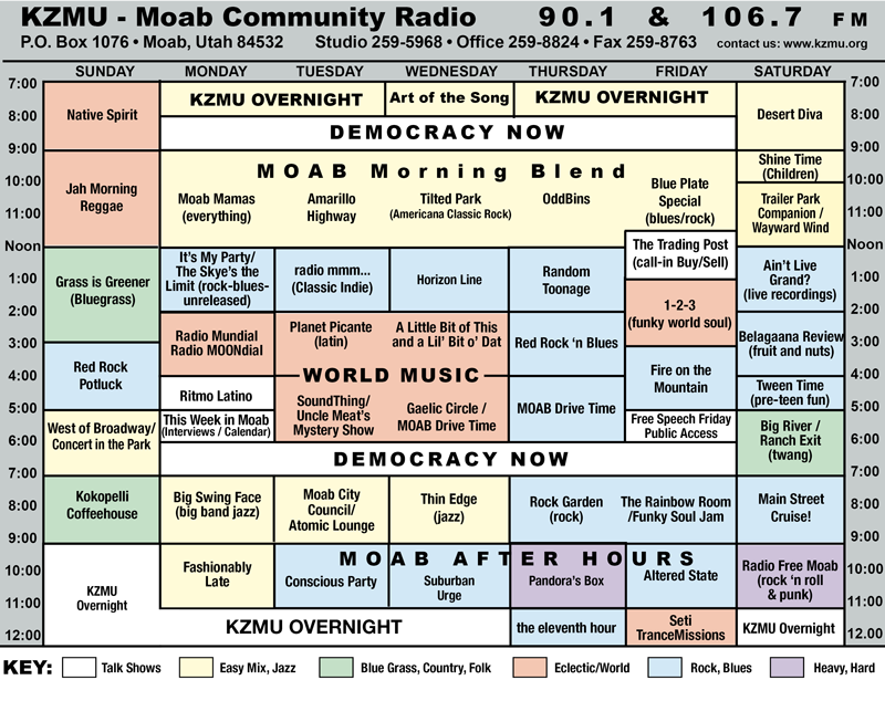 KZMU December 2011 schedule
