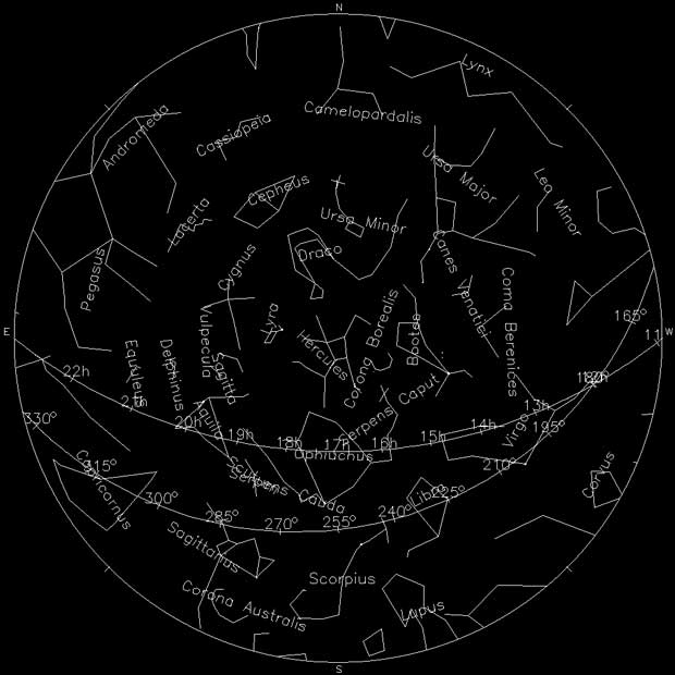 Sky Map for Moab Feb 2013